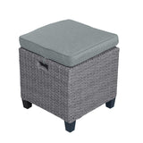 Hearth and Haven 6 Piece Rattan Wicker Set Patio with Chairs, Stools and Table, Grey