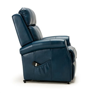 English Elm Landis Navy Blue PU Leather Lift Chair — All-Electric 3-Position Recliner with Remote, 350 lb Capacity B05081511