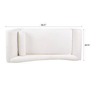 English Elm Chaise Lounge Scroll Arm Birch Leg Upholstered Reading Chair for Bedroom Living Room W68056676