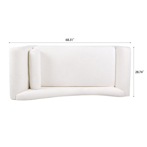 English Elm Chaise Lounge Scroll Arm Birch Leg Upholstered Reading Chair for Bedroom Living Room W68056676