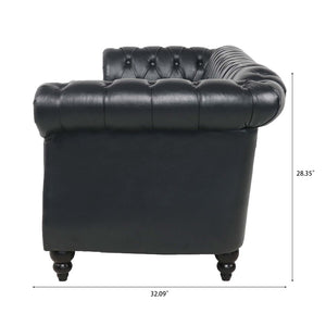 English Elm 3 Piece Pu Leather Living Room Set with Stud Trim and Pocket Spring Cushions W680S00001