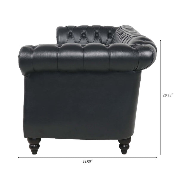 English Elm 3 Piece Pu Leather Living Room Set with Stud Trim and Pocket Spring Cushions W680S00001