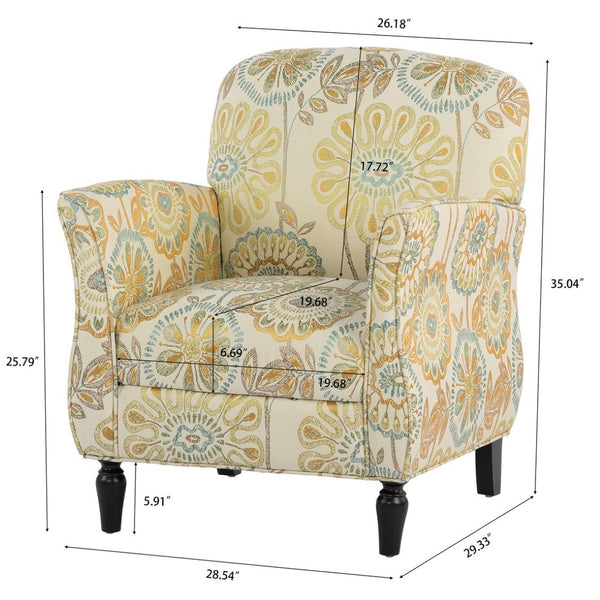 English Elm Accent Chair Mid Century Modern Woven Fabric Birch Legs Ergonomic Living Room Seat W68041398