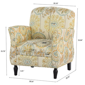 English Elm Accent Chair Mid-century Woven Fabric Seat Birch Legs Ergonomic Living Room W680P406002