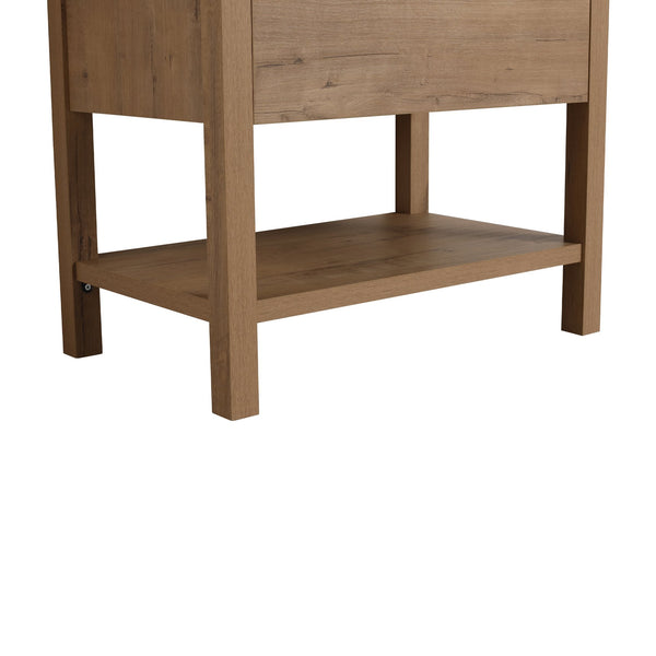 English Elm 30 Inch Bathroom Vanity - Stylish Freestanding Plywood Design With Black Ceramic Sink & Storage W999S00062