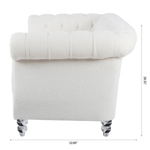 English Elm 84.65" Tufted Chesterfield Velvet Sofa with Acrylic Legs for Modern Living Rooms W68058494