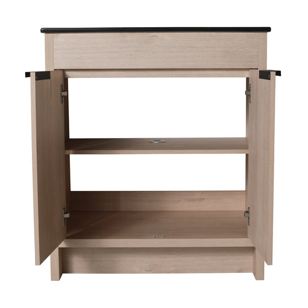 English Elm 30 Inch Freestanding Bathroom Vanity With Elegant Black Ceramic Sink & Soft-Close Cabinet Doors W999S00064