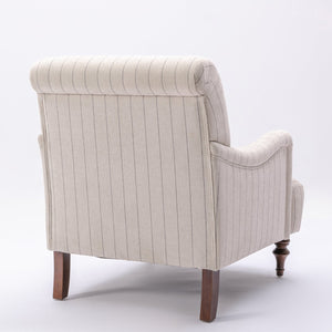 English Elm Sylvia Sea Oat Striped Arm Chair — Natural Polyester Upholstery, Coastal Accent, 35x30x29 Inch Comfort B05081518
