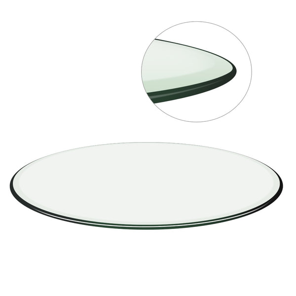English Elm Size:42.13 Round Tempered Glass Table Top Clear Polished Surface for Any Base W1151106036