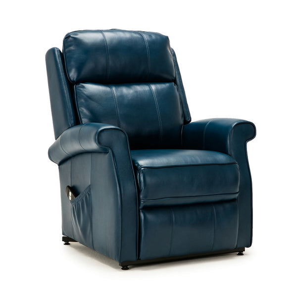English Elm Landis Navy Blue PU Leather Lift Chair — All-Electric 3-Position Recliner with Remote, 350 lb Capacity B05081511