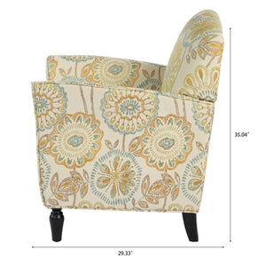 English Elm Accent Chair Mid Century Modern Woven Fabric Birch Legs Ergonomic Living Room Seat W68041398