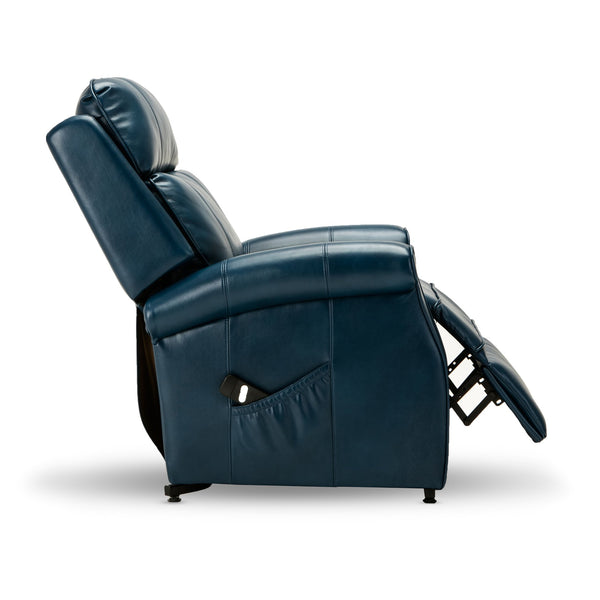English Elm Landis Navy Blue PU Leather Lift Chair — All-Electric 3-Position Recliner with Remote, 350 lb Capacity B05081511