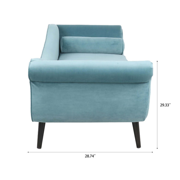 English Elm Chaise Lounge Scroll Arm Upholstered Parlor Chair with Birch Legs and Pocket Spring W68034327