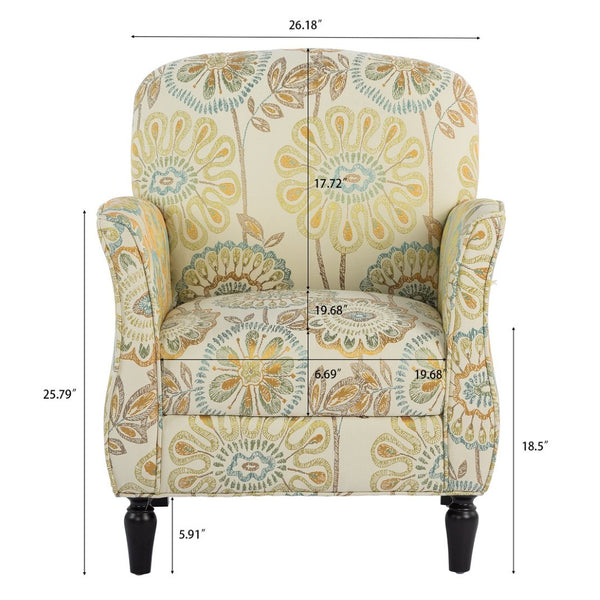 English Elm Accent Chair Mid Century Modern Woven Fabric Birch Legs Ergonomic Living Room Seat W68041398