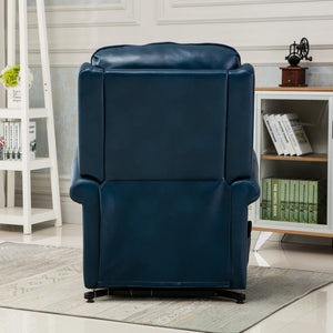 English Elm Landis Navy Blue PU Leather Lift Chair — All-Electric 3-Position Recliner with Remote, 350 lb Capacity B05081511