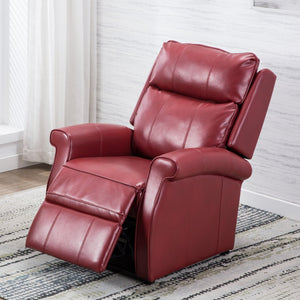 English Elm Landis Red Traditional Lift Chair – All-Electric Recliner with Lift Function, PU Leather, 350 lb Capacity, Side Pocket Remote Storage B05081512