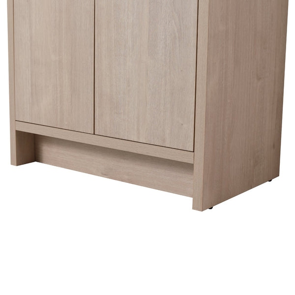 English Elm 30 Inch Freestanding Bathroom Vanity With White Ceramic Sink & Soft-Close Doors For Modern Spaces W999S00085