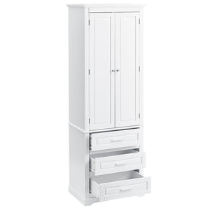 English Elm Tall Tall Storage Cabinet with Three Drawers and Doors for Bathroom or Office, Slim MDF Organizer White WF299282AAK