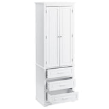 English Elm Tall Storage Cabinet With Three Drawers For Bathroom/Office, White