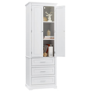 English Elm Tall Storage Cabinet With 3 Drawers - Stylish Space-Saving Solution For Bathroom Or Office Decor N725P333572K-GIGA