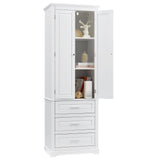 English Elm Tall Storage Cabinet With Three Drawers For Bathroom/Office, White