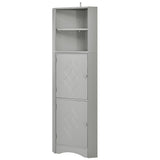 English Elm Tall Bathroom Corner Cabinet, Freestanding Storage Cabinet With Doors and Adjustable Shelves, Mdf Board, Gray