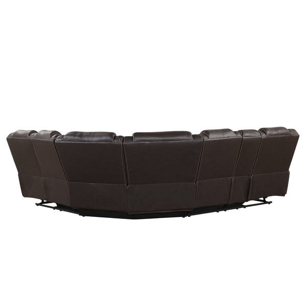 English Elm Modern Pu Leather Reclining Sectional Sofa with Led Base and Console for Living Room SG000730AAD
