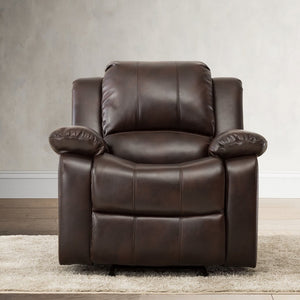 English Elm Charlotte Burnished Brown Leather Gel Glider Recliner - Stylish Comfort With Durable Design & Easy Recline B050P322572