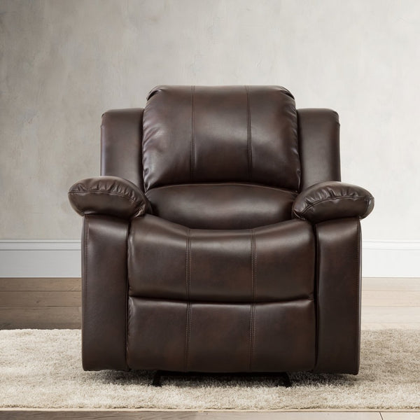 English Elm Charlotte Burnished Brown Leather Gel Glider Recliner - Stylish Comfort With Durable Design & Easy Recline B050P322572