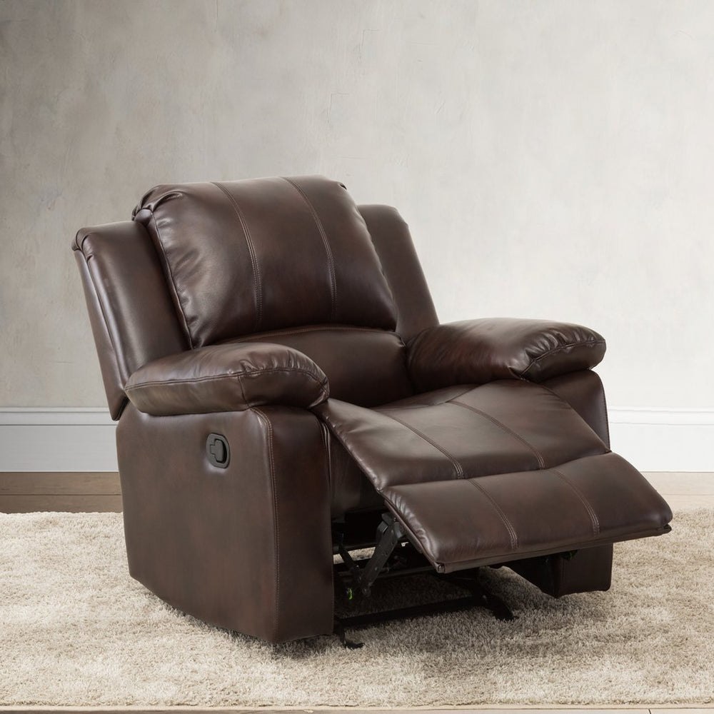English Elm Charlotte Burnished Brown Leather Gel Glider Recliner - Stylish Comfort With Durable Design & Easy Recline B050P322572