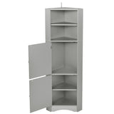 English Elm Tall Bathroom Corner Cabinet, Freestanding Storage Cabinet With Doors and Adjustable Shelves, Mdf Board, Gray