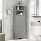 English Elm Tall Bathroom Corner Cabinet, Freestanding Storage Cabinet With Doors and Adjustable Shelves, Mdf Board, Gray