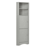 English Elm Tall Bathroom Corner Cabinet, Freestanding Storage Cabinet With Doors and Adjustable Shelves, Mdf Board, Gray