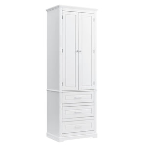 English Elm Tall Storage Cabinet With 3 Drawers - Stylish Space-Saving Solution For Bathroom Or Office Decor N725P333572K-GIGA