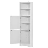 English Elm Tall Bathroom Corner Cabinet, Freestanding Storage Cabinet With Doors and Adjustable Shelves, Mdf Board, White