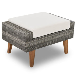 English Elm <old Old Sku Pe Wicker Six Piece Patio Conversation Set Acacia Wood Cushioned Outdoor Sofa Gray+Beige N704G201219A