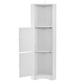 English Elm Tall Bathroom Corner Cabinet, Freestanding Storage Cabinet With Doors and Adjustable Shelves, Mdf Board, White