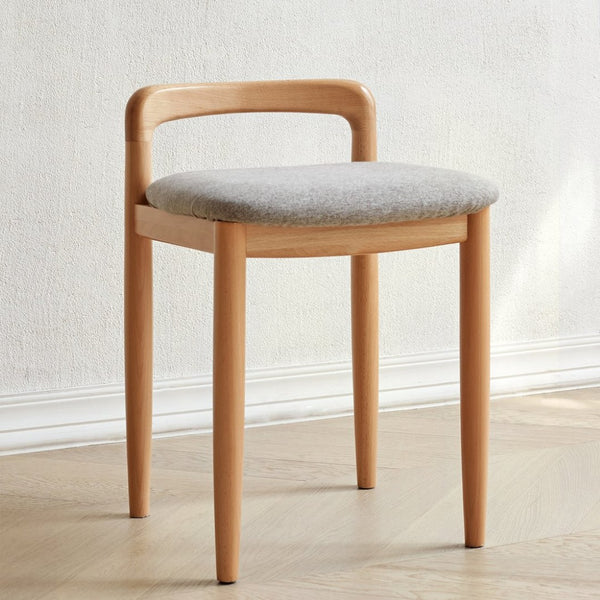 English Elm Natural Beech Wood Compact Vanity Stool Solid Grain Frame for Bedroom or Dining W128384022