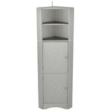 English Elm Tall Bathroom Corner Cabinet, Freestanding Storage Cabinet With Doors and Adjustable Shelves, Mdf Board, Gray