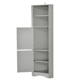 English Elm Tall Bathroom Corner Cabinet, Freestanding Storage Cabinet With Doors and Adjustable Shelves, Mdf Board, Gray