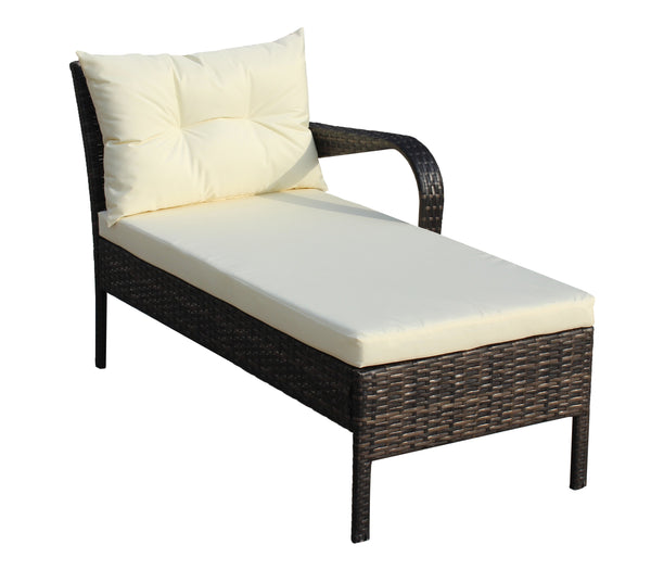 English Elm Outdoor 3-Piece Wicker Patio Furniture Set - Stylish Sectional Sofa With Beige Cushions & Table W209S00008