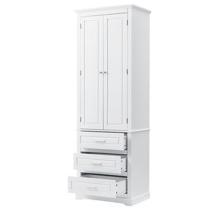 English Elm Tall Storage Cabinet With 3 Drawers - Stylish Space-Saving Solution For Bathroom Or Office Decor N725P333572K-GIGA