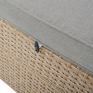 English Elm TOPMAX Outdoor Double Sunbed Rattan Reclining Conversation Set for Two with 5-Position Comfort Cushions and Cup Trays Brown SP100001AAD