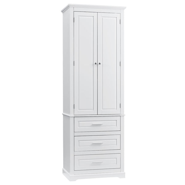 English Elm Tall Storage Cabinet With 3 Drawers - Stylish Space-Saving Solution For Bathroom Or Office Decor N725P333572K-GIGA