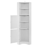 English Elm Tall Bathroom Corner Cabinet, Freestanding Storage Cabinet With Doors and Adjustable Shelves, Mdf Board, White