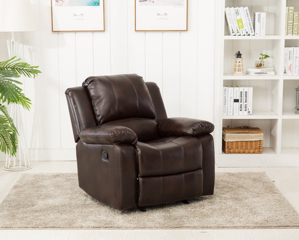 English Elm Charlotte Burnished Brown Leather Gel Glider Recliner - Stylish Comfort With Durable Design & Easy Recline B050P322572