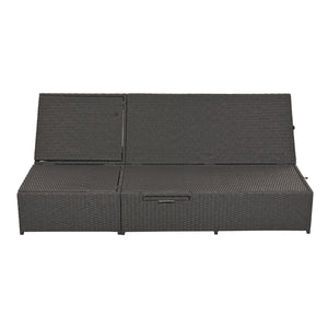 English Elm TOPMAX Outdoor Double Sunbed Rattan Reclining Conversation Set for Two with 5-Position Comfort Cushions and Cup Trays Gray SP100001AAE