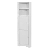 English Elm Tall Bathroom Corner Cabinet, Freestanding Storage Cabinet With Doors and Adjustable Shelves, Mdf Board, White