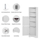 English Elm Tall Bathroom Corner Cabinet, Freestanding Storage Cabinet With Doors and Adjustable Shelves, Mdf Board, White