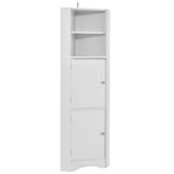 English Elm Tall Bathroom Corner Cabinet, Freestanding Storage Cabinet With Doors and Adjustable Shelves, Mdf Board, White